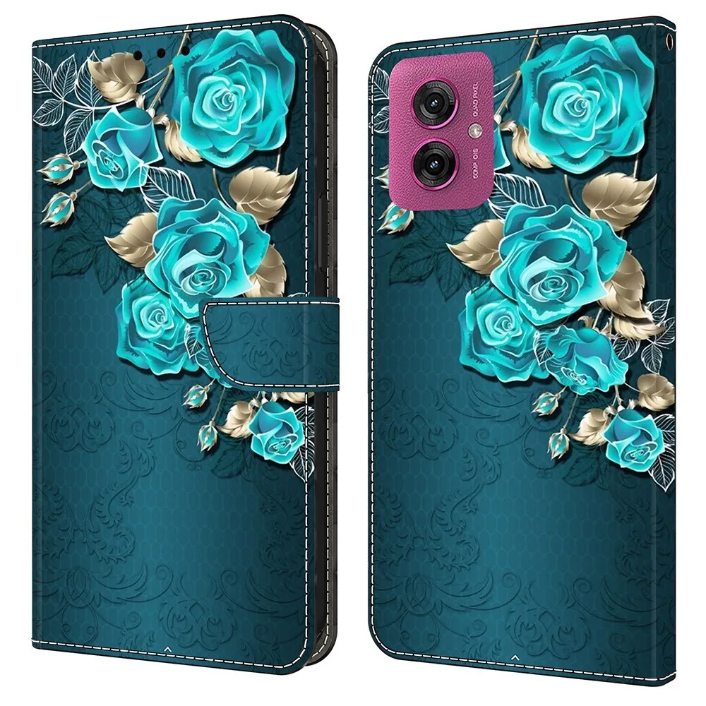 Wonderland Motorola Moto G55 flip-etui - Blå Rose