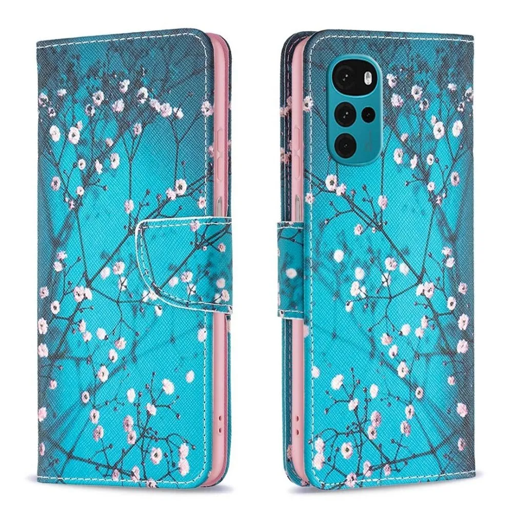 Wonderland Motorola Moto G22 flip-etui - Plommeblomst