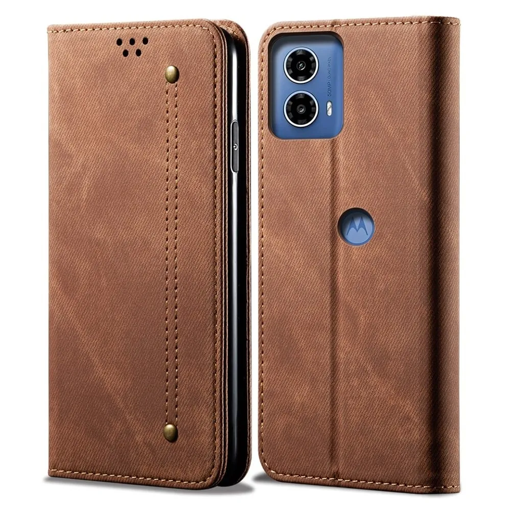 Jeans Motorola Edge 50 Fusion flip etui - Kaffe