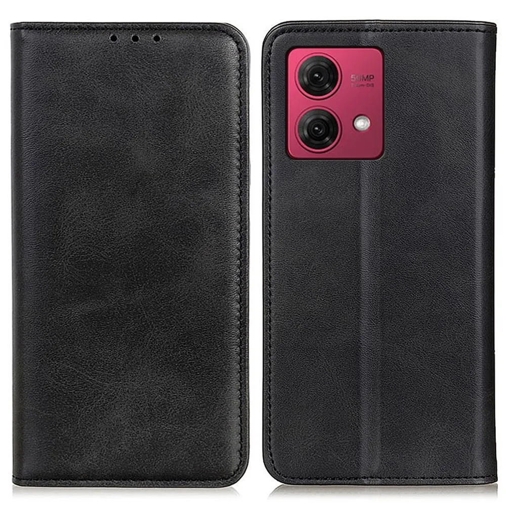Flip Etui med Pung i Ekte Lær til Motorola Moto G84 - Svart