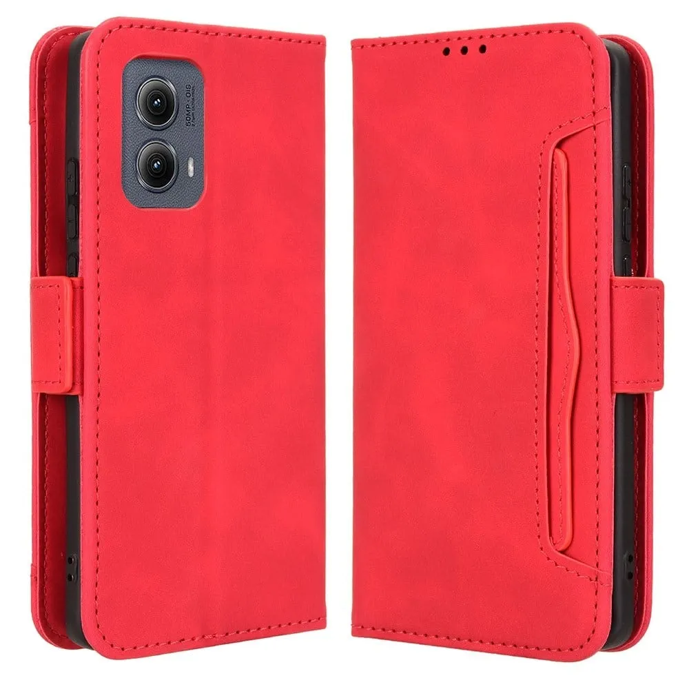 Lommebok-etui i moderne skinn-design Motorola Edge (2024) - Rød