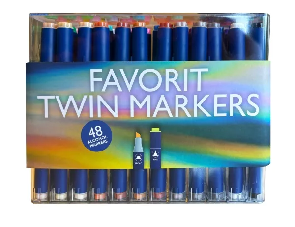 Favorit Twin markers – dual 2-i-1 tusj, 48 stk i eske