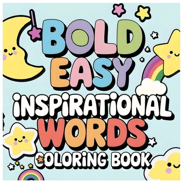 Malebok for voksne og barn 24 sider 20x20 cm – Bold Easy Inspirational Words med motiverende sitater