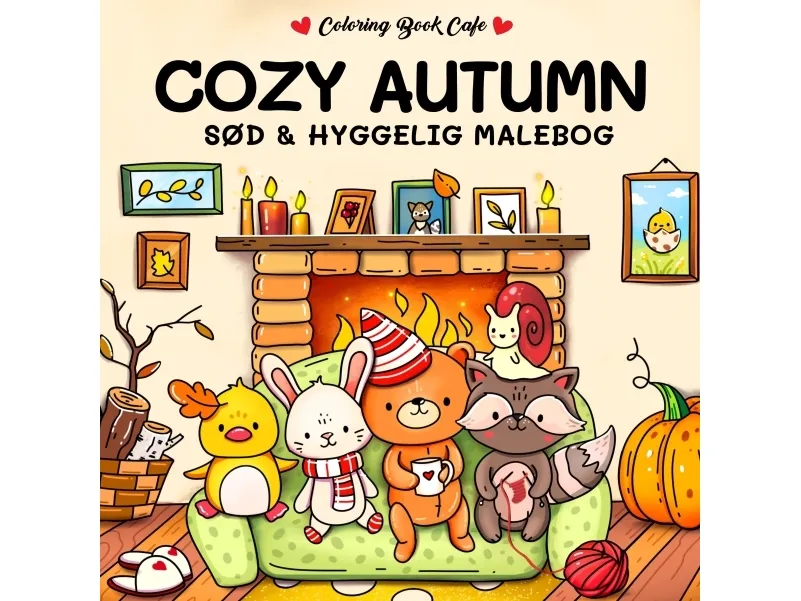 Malebok: Cozy Autumn - Cozy Coloring | Coloring Book Cafe | Språk: Dansk