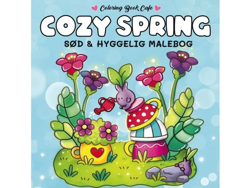 Fargebok: Cozy Spring - Cozy Coloring | Coloring Book Cafe | Språk: Dansk
