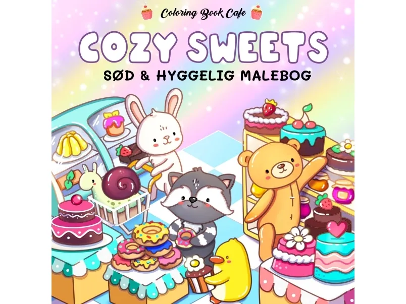 Malebok: Cozy Sweets - Cozy Coloring | Coloring Book Cafe | Språk: Dansk