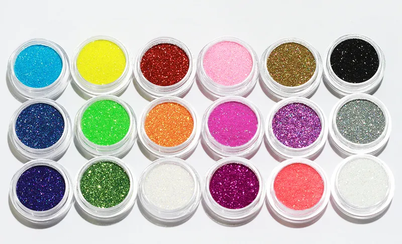 18 krukker Finkornet glitter