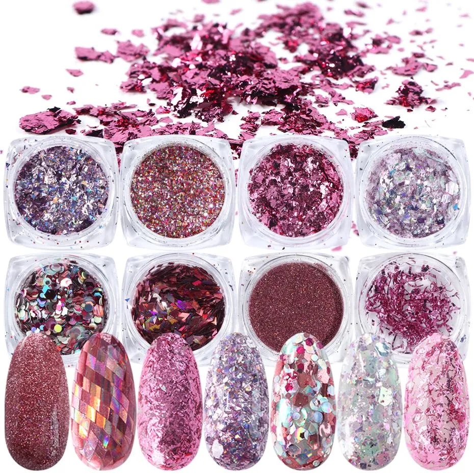 8 stk negleglitter glitter, Negledekorasjoner