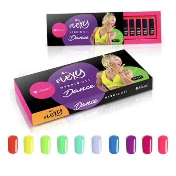 10-pakning - Gelelakk - Flexy - Dansesett UV-gel/LED
