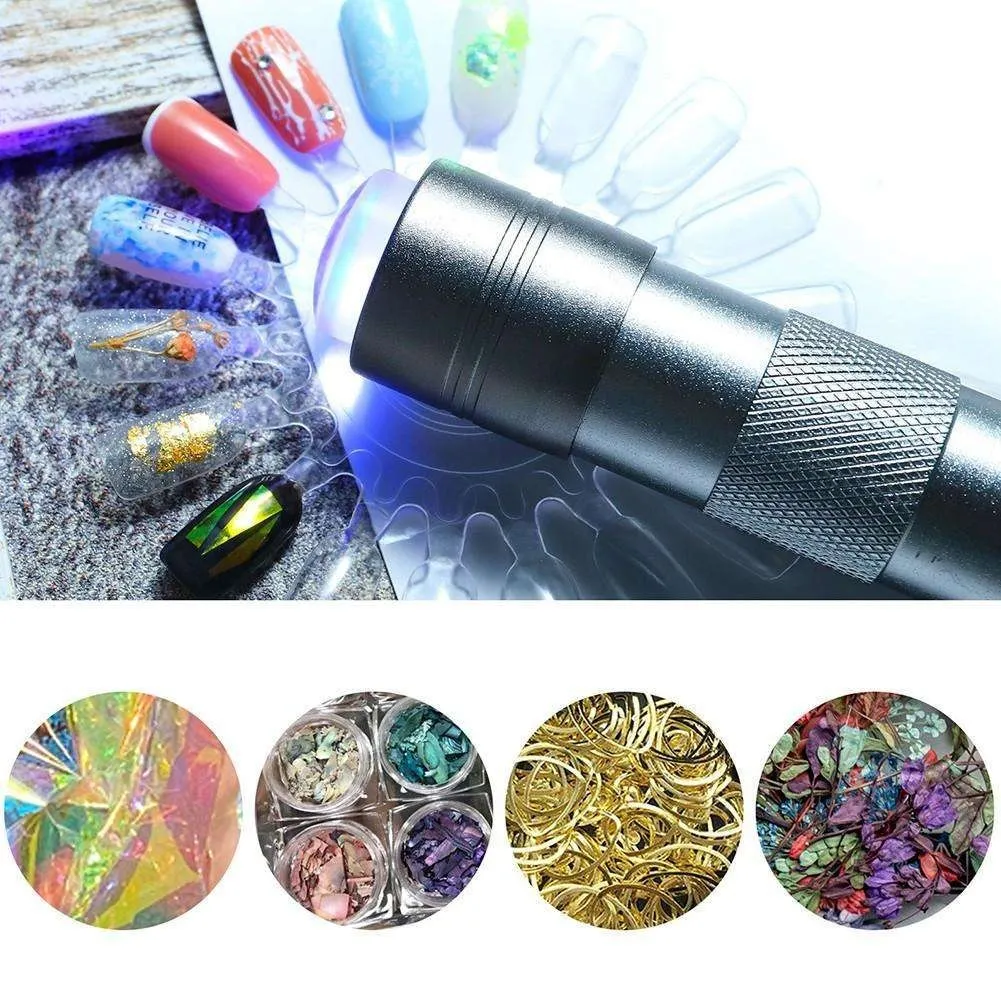 Led lommelykt + Stempelpute - Negledekorasjoner - UV/LED lampe