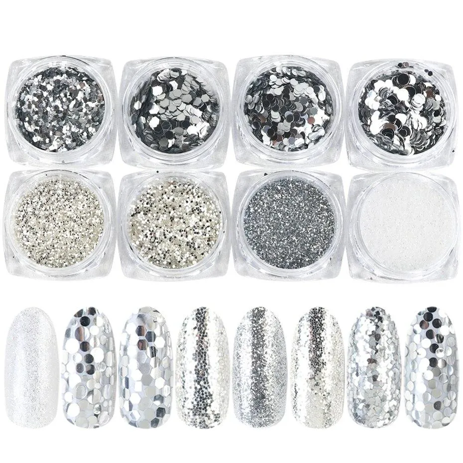8 stk negleglitter glitter, Negledekorasjoner