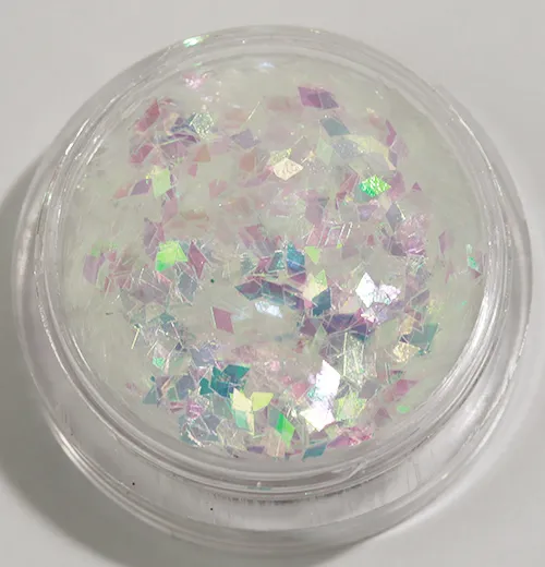 Negleglitter - Rhombus/Diamanter - Hvit regnbue - 8ml - Glitter