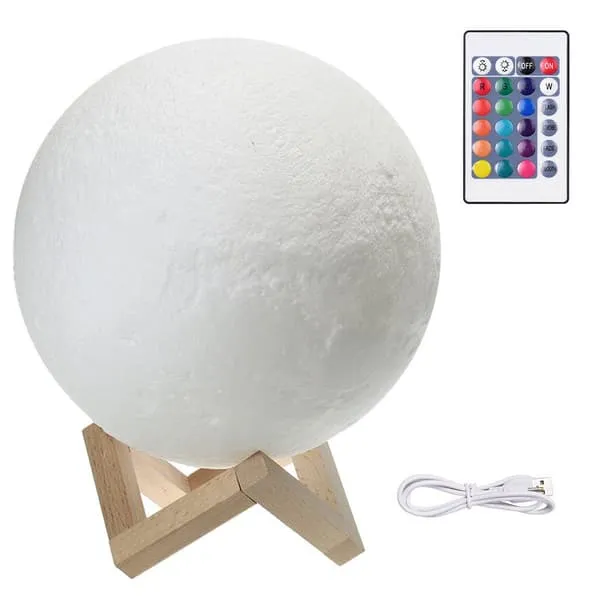 Lampe - Moon Lamp 15 cm / Nattlampe - Månelampe - Endrer farg