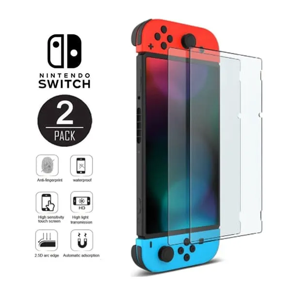 2-pakning med Nintendo Switch-kompatible skjermbeskyttere i herdet glass