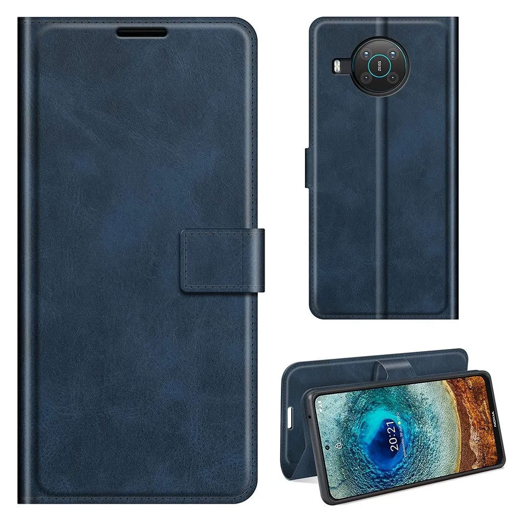 Wallet-style Lær Etui til Nokia X10 / X20 - Blå