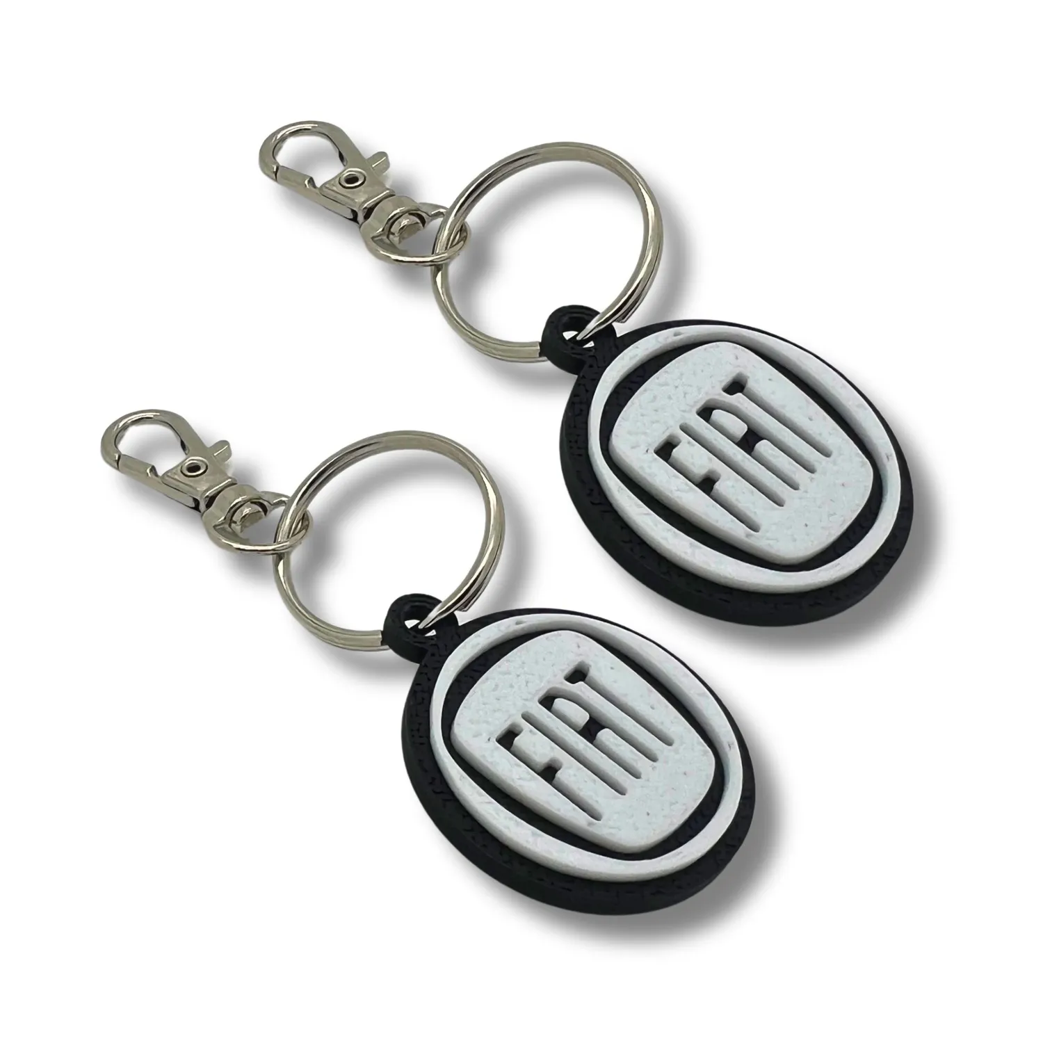 2x Keyring Clip On & Go karabinnøkkelring for Fiat