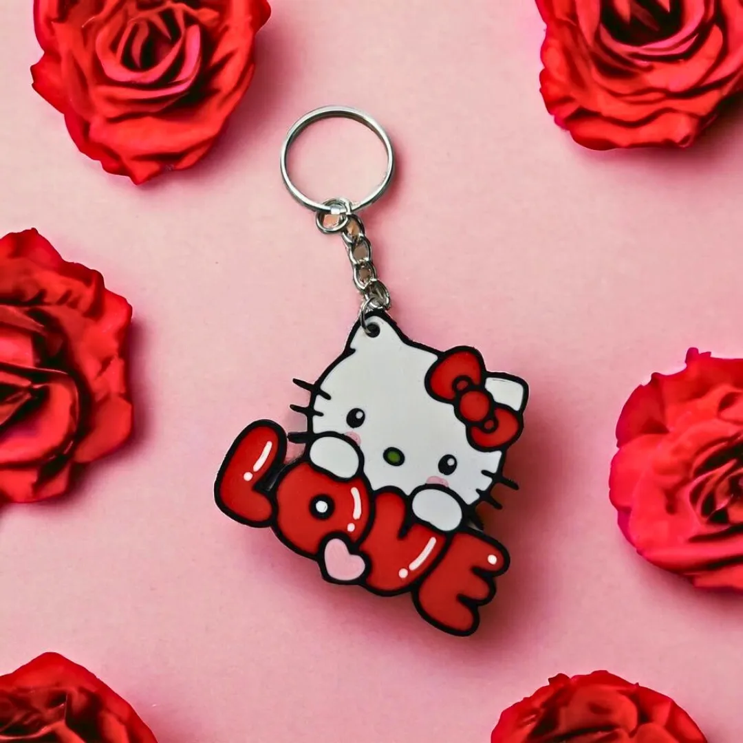 Hello Kitty nøkkelring kjede glidelås henger