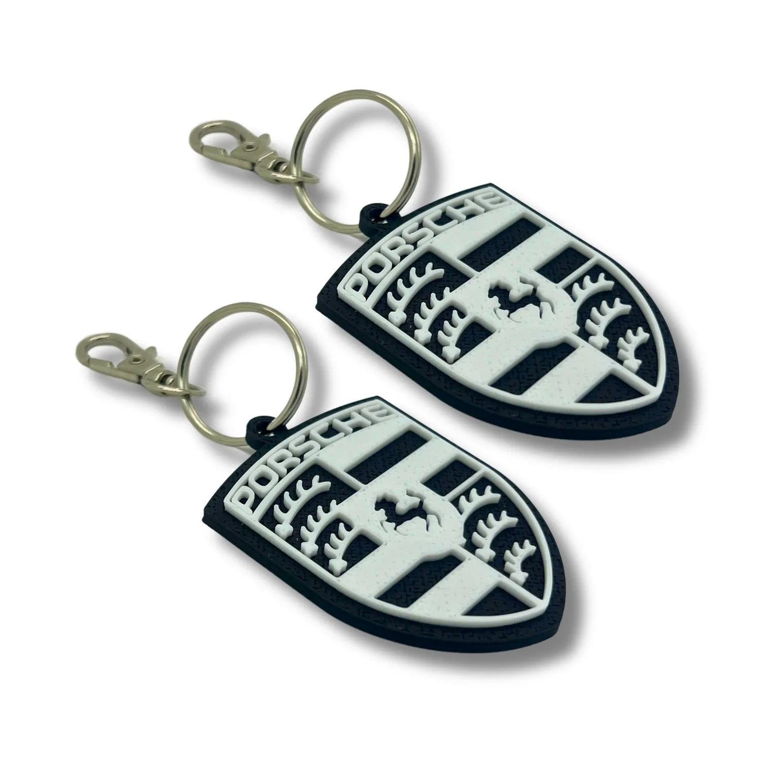 2x Keyring Clip On & Go karabinnøkkelring for Porsche