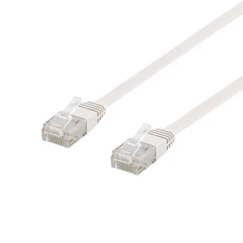 NÖRDIC Cat6 U/UTP flat nettverkskabel 7,5m 250MHz båndbredde og 10Gbps overføringshastighet hvit