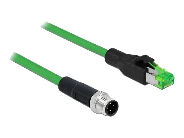 Delock - Nettverkskabel - 4-pins M12 (hann) til RJ-45 (hann) - 2 m - trippel beskyttelse - grønn