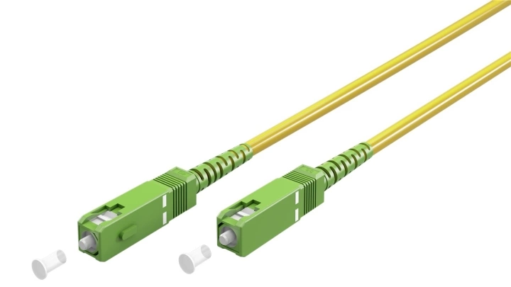 Goobay Fiberoptisk kabel (FTTH), Singlemode (OS2) Gul, gul (Simplex), 10 m plugg SC-APC (8°) > plugg SC-APC (8°), halogenfri kabelmantel (LSZH)