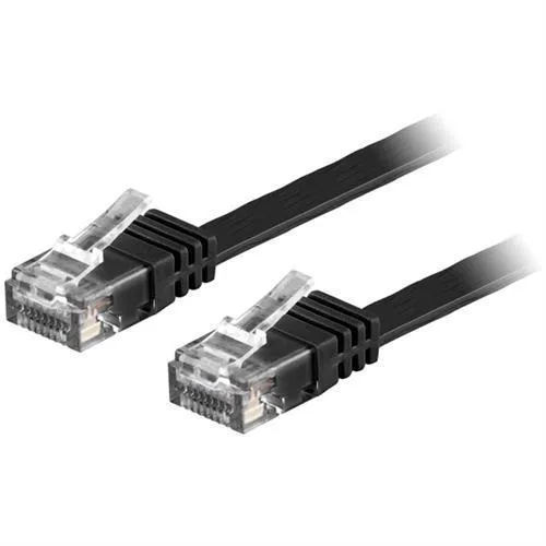 NÖRDIC Cat6 U/UTP flat nettverkskabel 7,5m 250MHz båndbredde og 10Gbps overføringshastighet svart