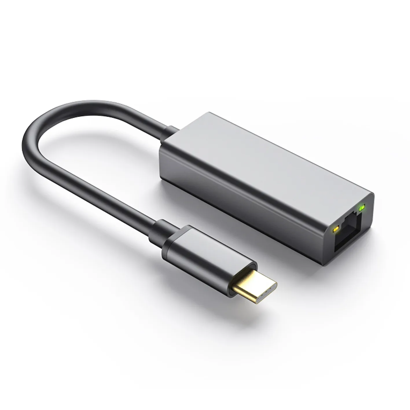 NÖRDIC USB-C til Giga Ethernet nettverksadapter 17cm Space Grey aluminium med ASIX AX88179