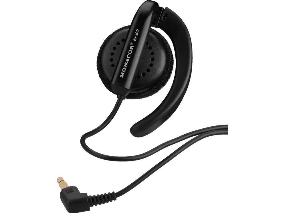 Monacor ES-200, Hodetelefoner, Ørekrok, Svart, 1 m, Koblet med ledninger (ikke trådløs), Supraaural