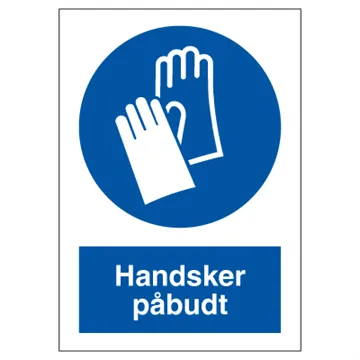SKILT - Hansker påbudt, Plast, A4, 210x297 mm