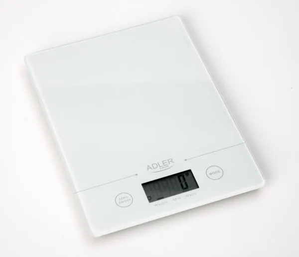 Adler AD 3138 w, Elektronisk kjøkkenvekt, 5 kg, 1 g, Hvit, Glass, Benkeplate