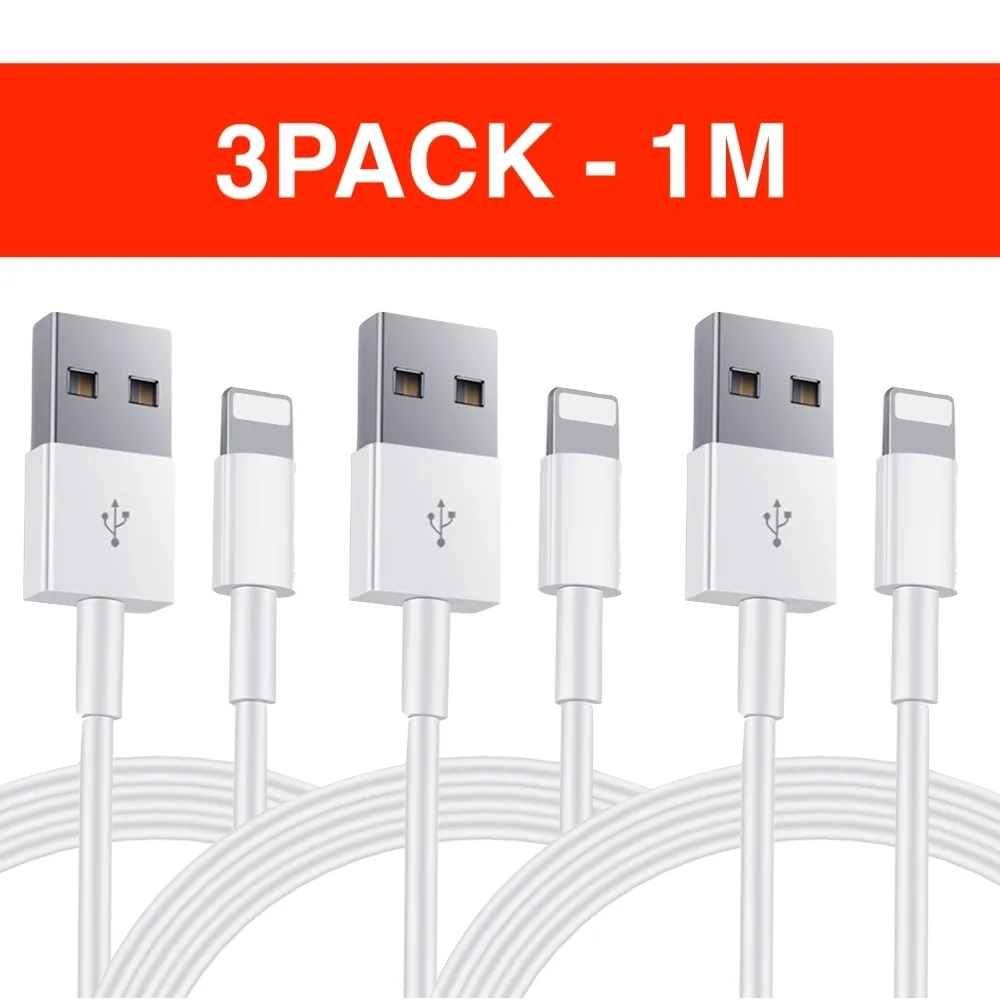 5-PACK USB med Lightning-kabel lading og overføring 1M