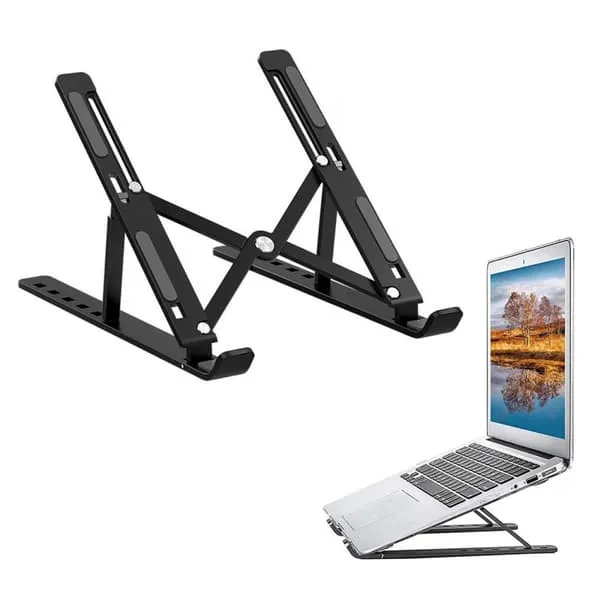Bærbar sammenleggbar bærbar PC -rack - Ergonomisk bærbar PC -stativ svart
