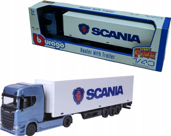 Bburago BBU 1:43 StreetFire Haulers tilhenger Scania 31468S