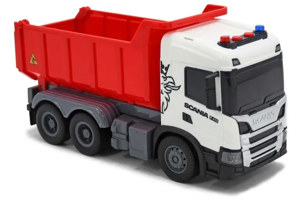 SCANIA lastebil med tipphenger, lys & lyd, 26x10x13,3 cm