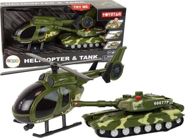 LeanToys militært tankssett - militær flyvinge helikopter
