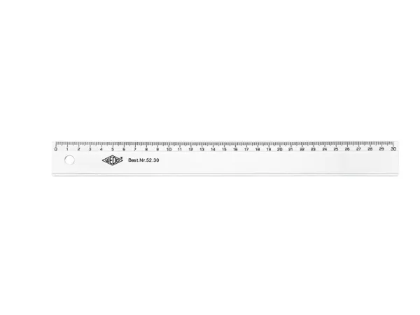 Plastlinjal 30 cm, gjennomsiktig