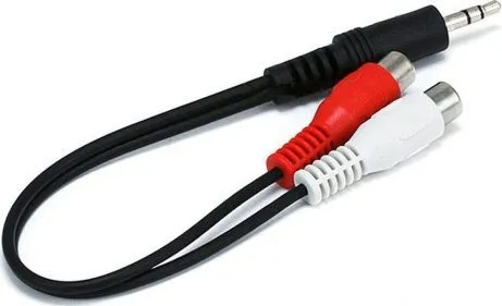 Monoprice kabel/adapter jack 3,5 mm (hann) til 2x RCA (hunn) – 15 cm (100666)