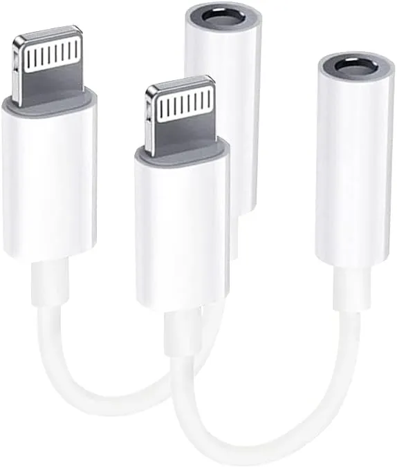 2x Lightning til 3,5 mm adapter for hodetelefoner