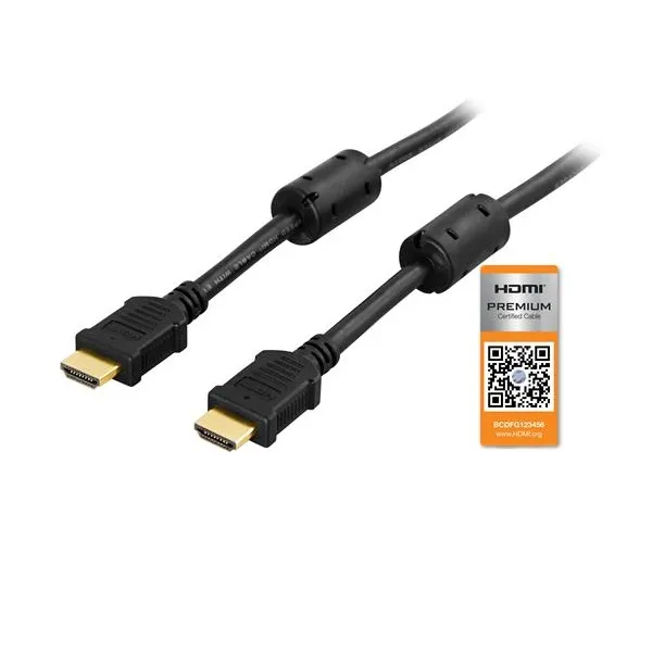 DELTACO HDMI 2.0 - kabel, HDMI Type A ha, gullbelagt, 3m