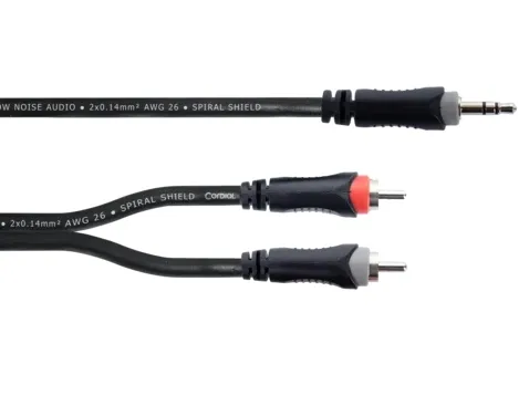 Cordial 14857, 3.5mm, Hankjønn, 2 x RCA, Hankjønn, 5 m, Svart, Grå, Rød