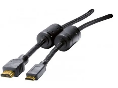 Mini HDMI-kabel, høyhastighets HDMI, gullbelagt, HDMI St. A / HDMI Mini St. C, 1,5 m Høykvalitets tilkoblingskabel for overføring av digitale skjer...