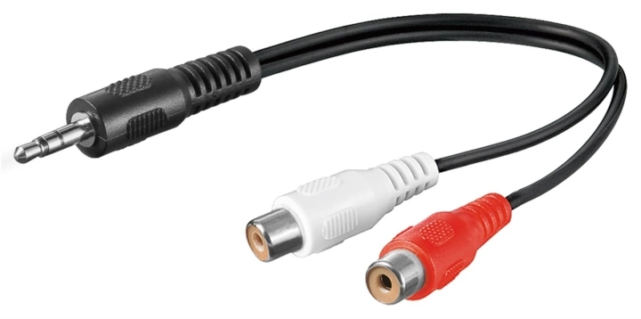 Goobay Adapter for lydkabel 3,5 mm, plugg til stereo RCA-kontakt Pawl 3,5 mm plugg (3-pinners, stereo) > 2x RCA-kontakt (lyd venstre/høyre)
