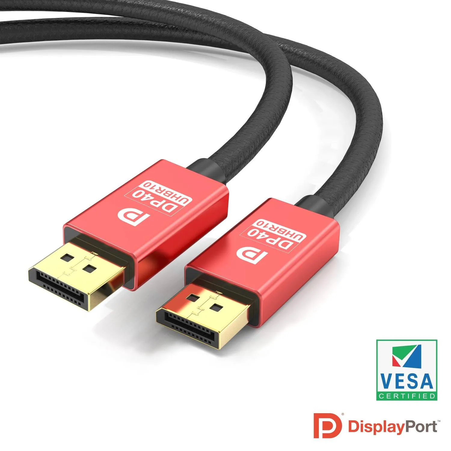 NORDIC CERTIFIED CABLES 2m VESA-sertifisert nylonflettet Displayport 2.1-kabel DP40 UHBR10 40Gbps 8K60H 4K144Hz