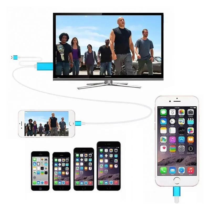 HDMI-adapter kompatibel med iPhone 8-pin for TV Full HD - 2 m