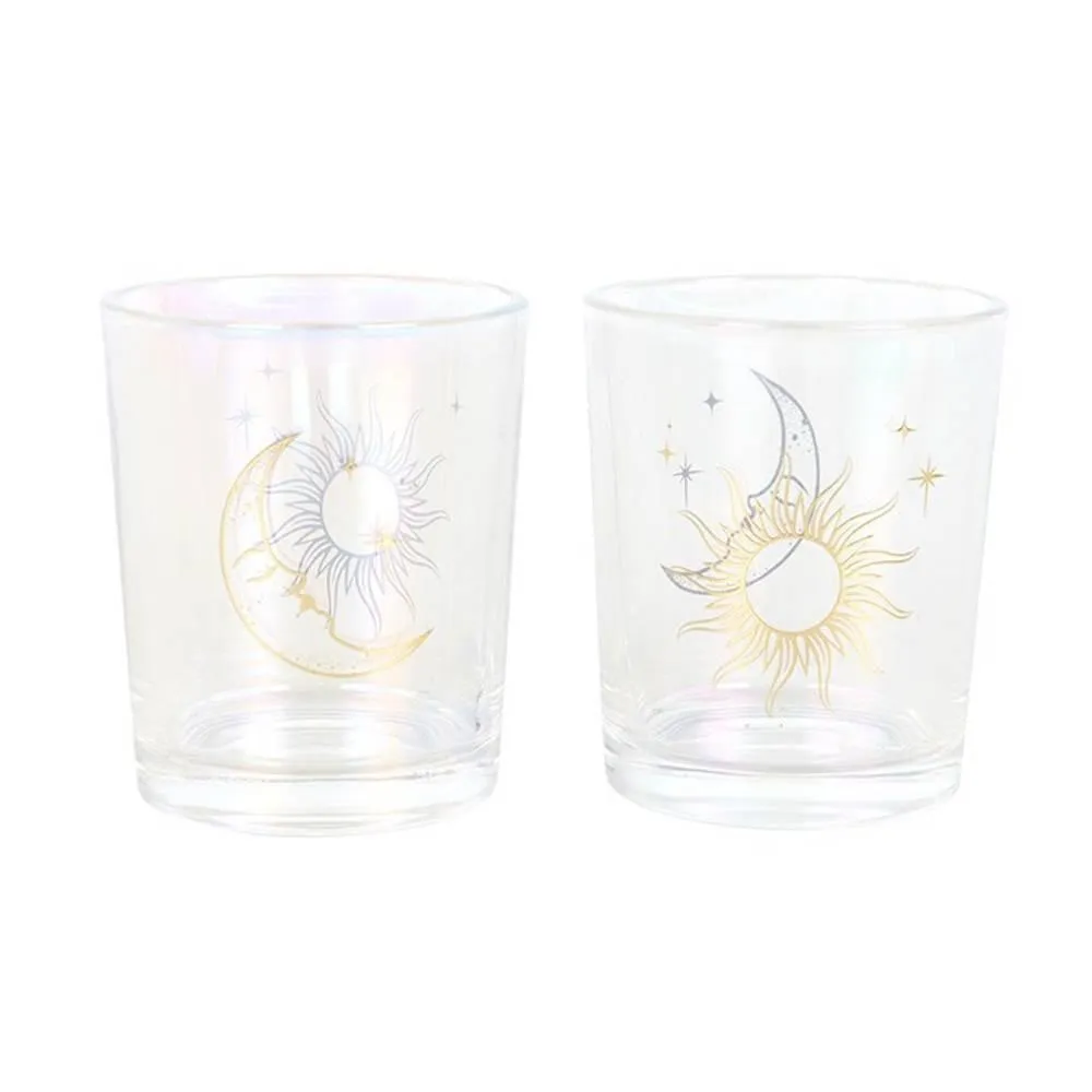 Something Different Iridescent Sun & Moon Face Votive Candle Holder (Pack of 2)
