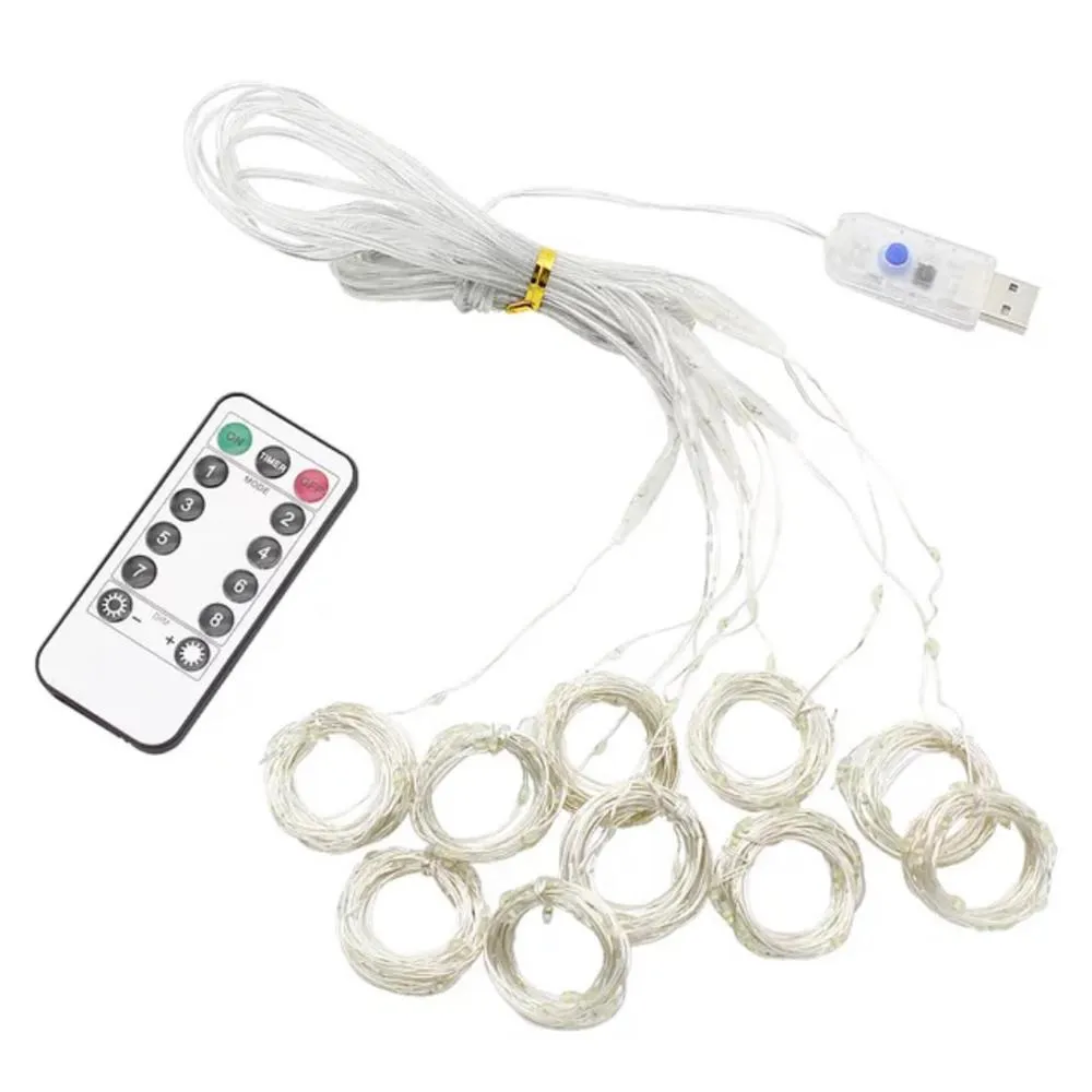 USB-drevet LED-gardin - Varmt Lys