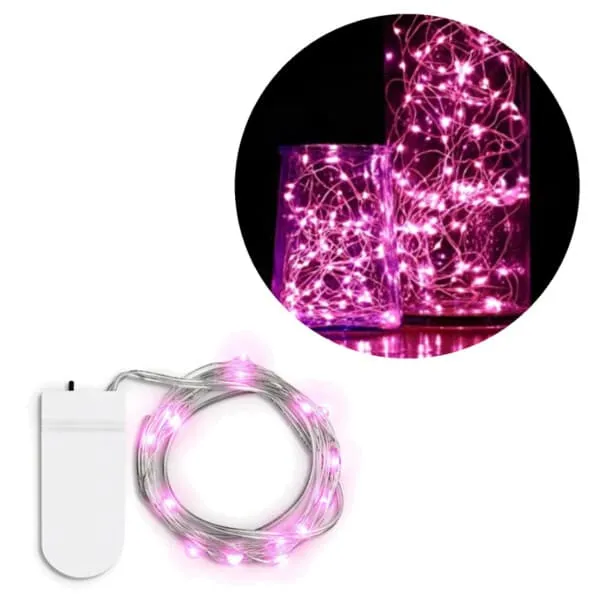 1m mini LED lyssløyfebatteri -drevet rosa