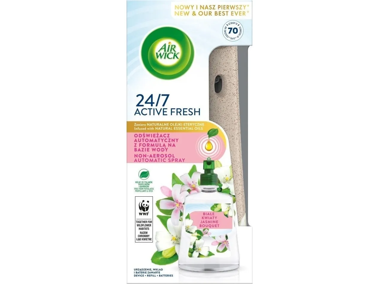 Air Wick Active Fresh automatisk romduft med vannbasert formel Hvit blomst 228 ml