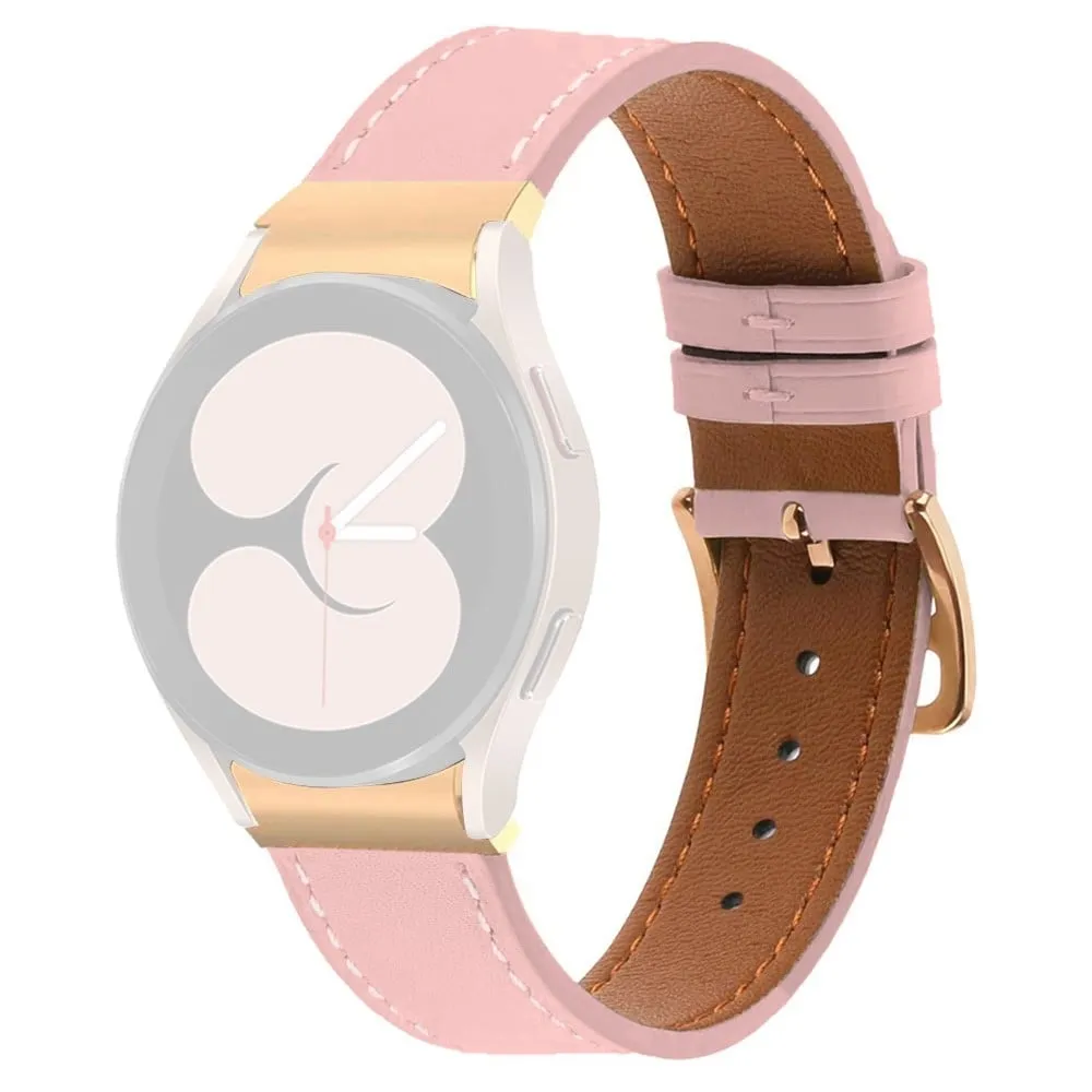PU lærrem Samsung Galaxy Watch7 44mm 40mm / Watch FE 40mm / Watch6 44mm 40mm Rose Gold Buckle Watchband - Rosa