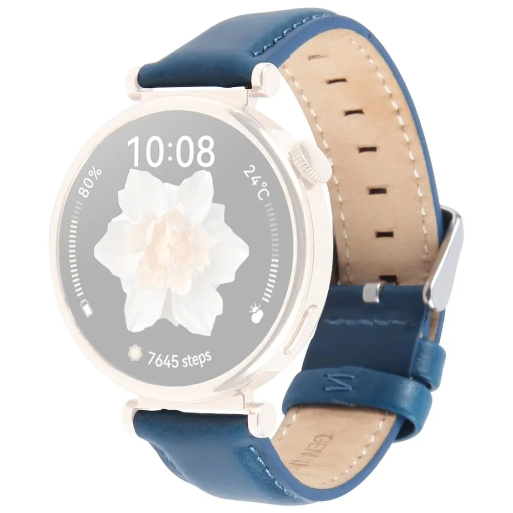 Garmin Lily 2 Active / Lily 2 Håndleddsrem 14 mm topplag av okseskinn - Blå